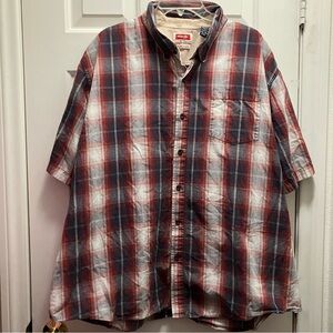Wrangler Men’s Short Sleeve Flex For Comfort Red Plaid Size 3XL Button Up